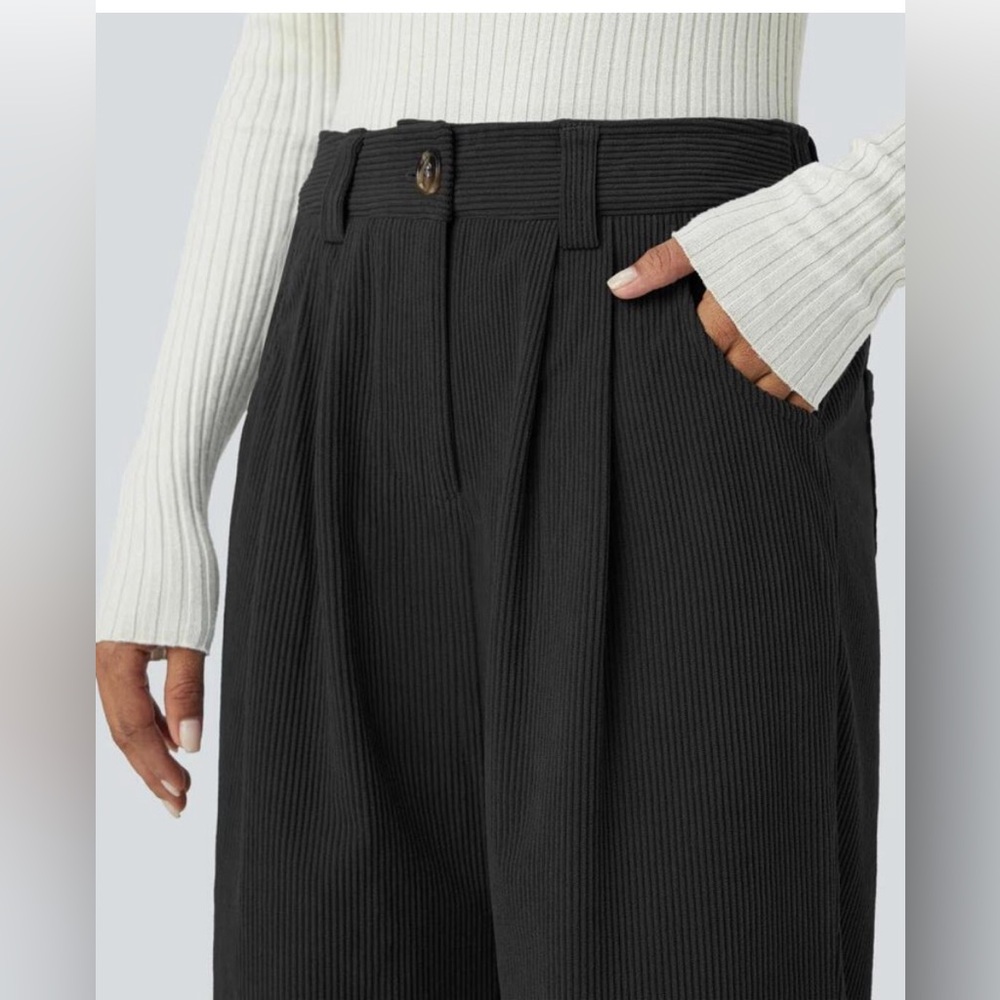 NWT Halara Mid Rise Pocket Straight Leg Corduroy Casual Pants Gray Size XL - Picture 6 of 11